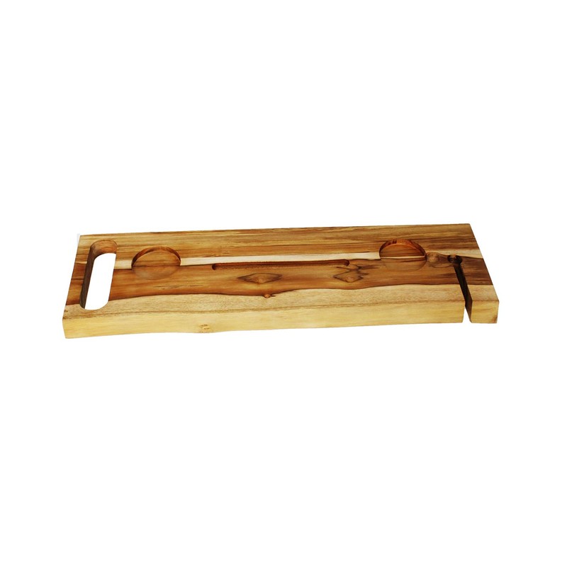 EcoDecors Eleganto 30" Live Edge Solid Teak Bath Caddy Tray