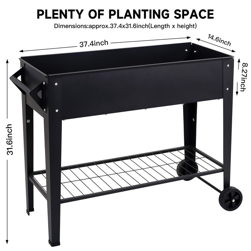 LEETOLLA Elevate 32" Tall Raised Garden Bed Outdoor with Wheels