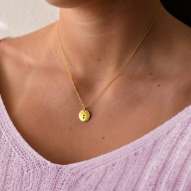 Dolceoro Semicolon Awareness Round Disk Necklace Jewelry, 316L Stainless Steel