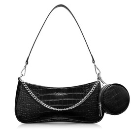 Vulkitty Shoulder Bag for Women Leather Small Purse Crocodile Pattern Clutch handbags with Exterior Coin Purse