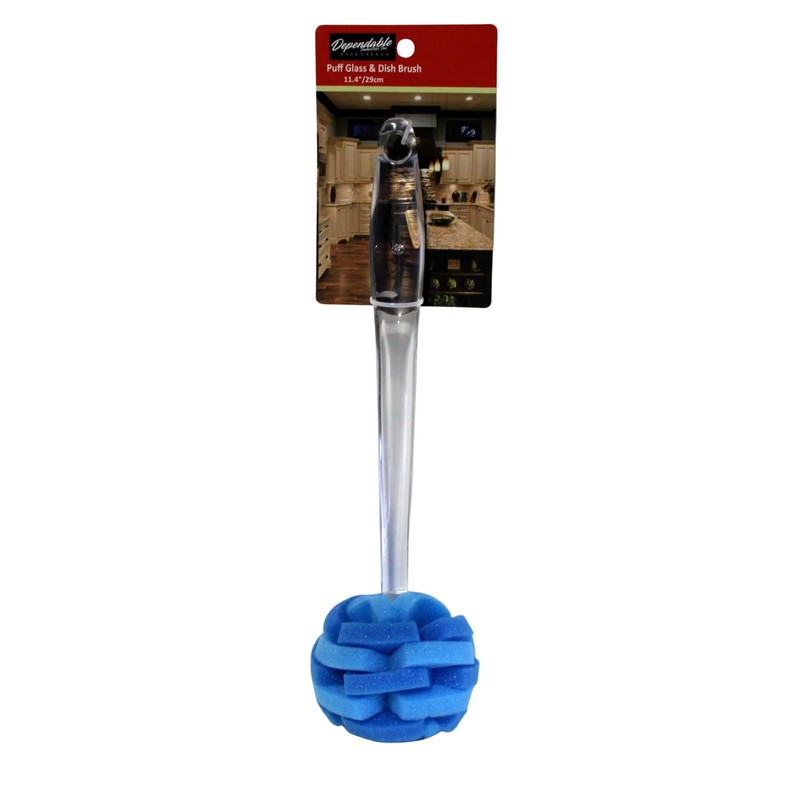Cepillo de esponja de cristal suave al tacto, mango transparente