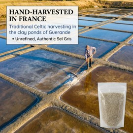 French Harvest Celtic Style Salt French Grey Sea Salt (14oz - Coarse Grain) Over 82 Minerals Grey Salt Premium Mineral Sea Salt in Re-Sealable Refill Bag - Kosher and Non-GMO