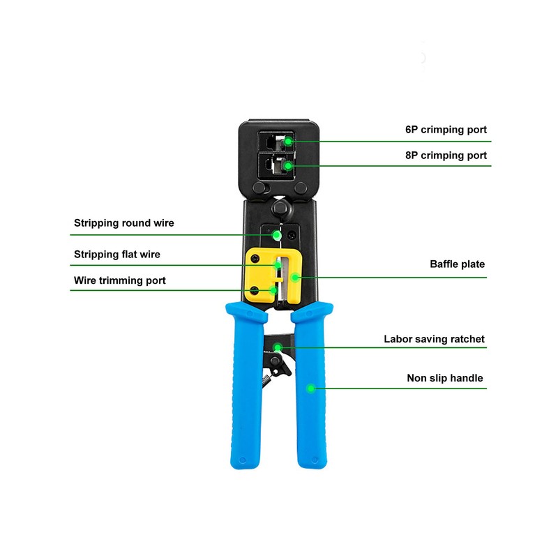 RJ45 Crimp Tool Kit Pass Thru CAT6 CAT5E Crimping Tools