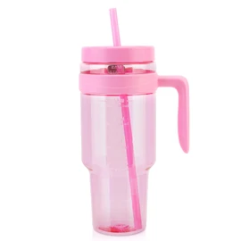 Cafezi 1.5L / 50oz Reusable Tumbler with Straw & Lid, BPA-Free Leakproof Tritan Drink Bottle with Time Markers, Wide Mouth Smoothie & Iced Coffee Cup – Ideal for Gym, Office, Camping & Travel