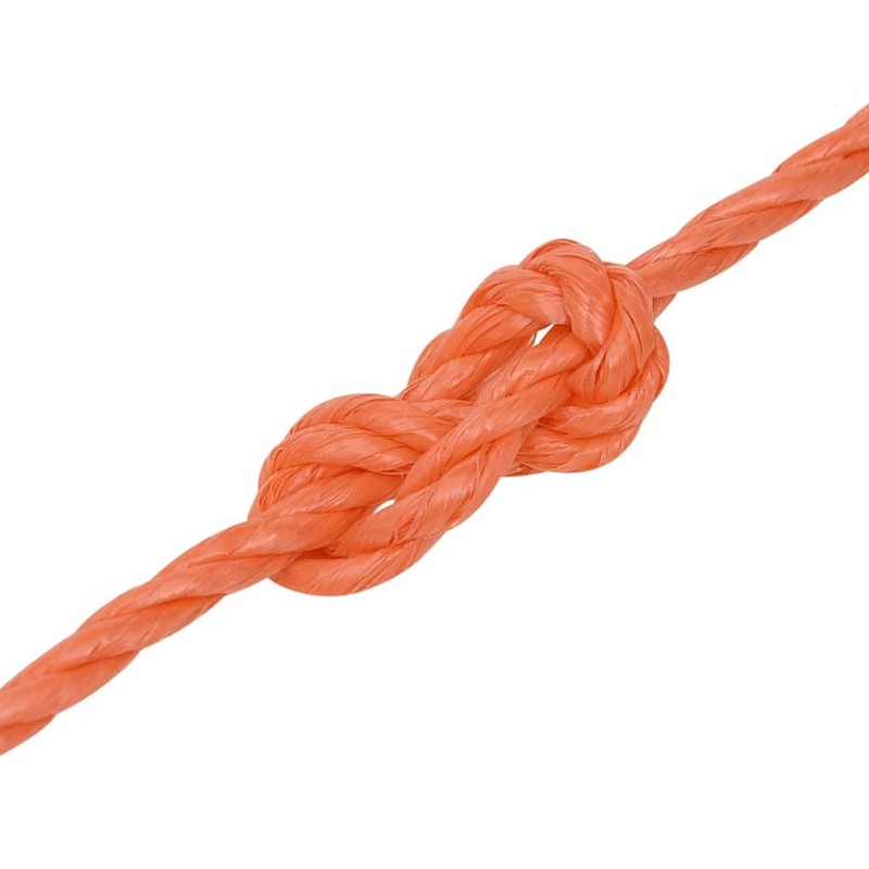 vidaXL Braided Polypropylene Work Rope – 50m Orange Poly Cord