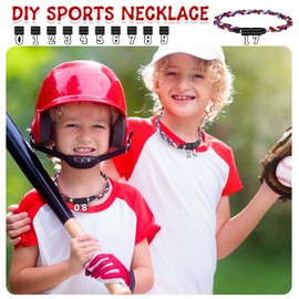 Misdary Baseball Necklaces for Boys 18 Inch Three Braided Rope Necklace with 2 Sets Number 0-9 Pendant, Sports Necklace for Teens Men Athletes Player Fans Accessories (Blue, Red, White)