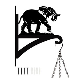BAYN Hanging Plant Bracket Iron Heavy Duty Ornamental Elephant Silhouette Wall Mounted Plant Hangers Outdoor for Flower Pot Lantern Bird Feeder Wind Chimes