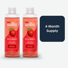 Willo Liquid Fluoride Free Toothpaste for Kids - for Use with AutoFlo Plus - Toothpaste (2-Pack, 8oz) - Berry Splash