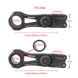 BESNIN Adjustable Bike Stem 31.8mm and 25.4mm Common (use) 90 Degree 110mm Stem Bike Stem Riser for Handlebar - Aluminum Alloy Mountain Bike Handlebar Riser Extender for MTB Road City Bike Bicycle