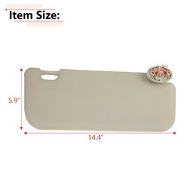 RLB-HILON Left Driver Side Sun Visor Compatible with Toyota Corolla 2014 2015 2016 2017 Year, Beige Color, for 74320-02B21 74310-02K91