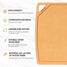 BESTCOOK Wood Fiber Cutting Board Set of 3, Composite Chopping Boards with Juice Groove, Dishwasher Safe, Non-Toxic, BPA-Free, Non-Porous, Non-Slip Feet, Durable for Cutting Meat, Vegetables, Fruit