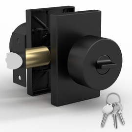 Mega Handles - Laura Entry I Door Knob for Entrance, Entry and Bathroom I Reversible Heavy Duty Design I Fits All Standard Door Sizes I Screws Included - Matte Black (1 Pack)