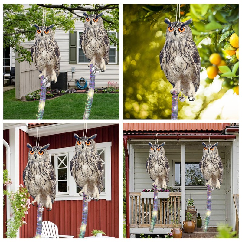 Lifreer Bird Scarers for Gardens, 5PCS Owl Shape Reflective Deterrents