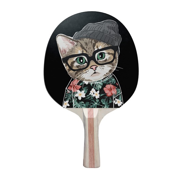 TigerTail Sports Cute Cat Colorful Design Ping Pong Paddle, Premium