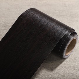 Luoerwen,Black Walnut Wood Grain Wallpaper,Peel and Stick Border,Repair Door and Window,Self-Adhesive Decorative Line Stickers (Black Walnut, 3.93 inch * 196.85 inch)