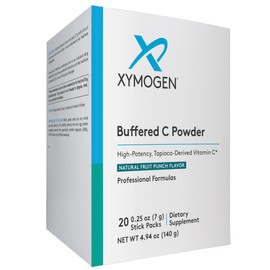 XYMOGEN Buffered C Powder - 3,000mg High-Potency Vitamin C Powder Buffered with Minerals - Antioxidant + Immune Support Drink Mix - Tapioca-Derived, Fruit Punch Flavor (20 Stick Packs)
