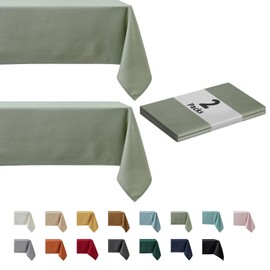 maxmill 2 Pack Rectangle 52 x 70 Inch Sage Green Textured Tablecloth Waterproof Spillproof Wrinkle Free Table Cloth, Kitchen Dining Table Decoration, Fabric Table Cover for Outdoor and Indoor Use