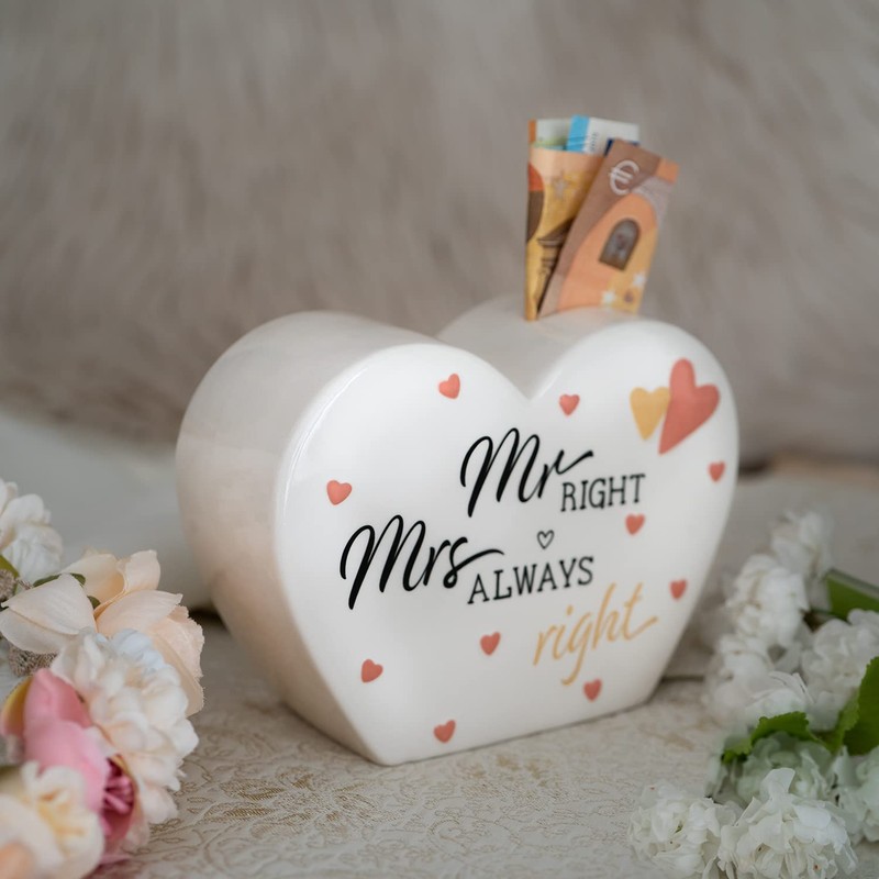 Money Box Heart Figurine Money Box Made of Stoneware