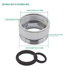 tooloflife Metal Faucet Adapter, 2 Pieces Aerator Connector Faucet Adapter Female 16mm-22mm for Kitchen Water Saving Water Filter Female Faucet