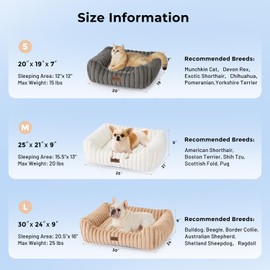 ZOMISIA Dog Bed Medium Size Dog - Large Rectangle Orthopedic Pet Bed with Fluffy Washable Cover and Anti-Slip Bottom, 30x24x9inches, Cream
