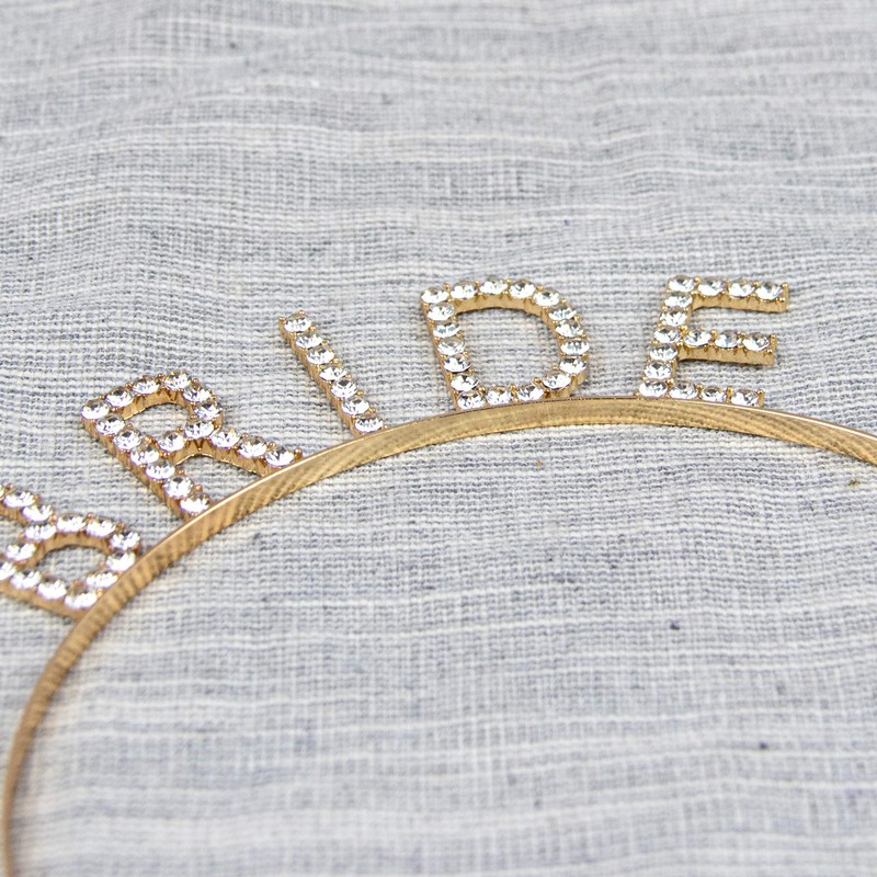 AUEAR, Rhinestone Bride Headband Elegant Crown Bachelorette Party Headbands (Golden