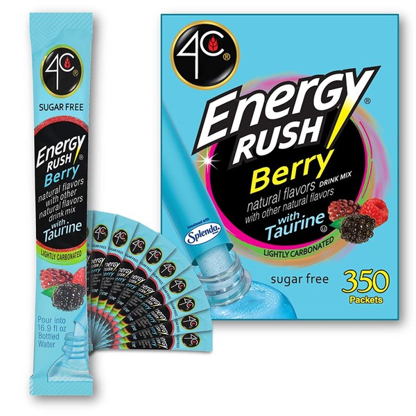 4C Powder Drink Mix | Bulk Buy | Singles Stix, On the Go | Refreshing Water Flavorings | Value Pack (Energy Rush - Berry, 350ct)