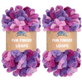 JubileeYarn Fun Finger Loops Yarn - Hilo de poliéster jumbo para peso - 100 g/madeja - Col 138 - Nyx - 2 madejas