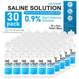 AstrivixDD 30 Pack 0.9% Saline Solution, Sodium Chloride Normal Solution for All Ages, Total 150ml, 5ml Each