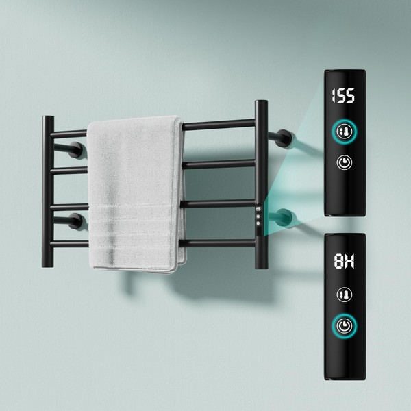 KINKIB Towel Warmer Rack, 4-bar Heated Towel Rack Timer and