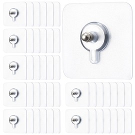 Singhoow 45 Pack Picture Hangers Without Nails, Heavy Duty No Drill Adhesive Hooks Waterproof Hanging Hook for Bathroom Kitchen, Transparent Sticky Hooks for Frames(Classic)