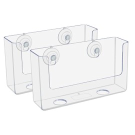 Marketing Holders 2 Pack Suction Cup Postcard Rack and Index Card Holder Window Mount for 6" W Advertisements Booklets and Printed Materials Clear Acrylic Literature Display Bin