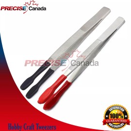 Precise Canada 2 Pcs PVC Rubber Coated Tweezers Soft Non Marring Flat Tips Jewelry Craft Tool