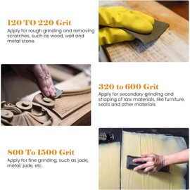 12 Pieces Wet and Dry Sandpaper, 120 150 180 240 320 from 3000 High Grit Sandpaper, 22.86x9.14cm Fine Abrasive Paper,for Automotive Car Furniture Polishing (400 600 800 1000 1200 1500 High Grit)