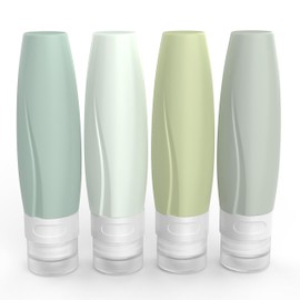 Toiletry Travel Bottles - TSA Carry-On Ready, 3 fl.oz Squeezable Travel Bottles for Shampoo, Leak Proof, Food Grade Silicone Reusable Travel Bottles for Toiletries with Clear Pouch & Label (4 Pack)