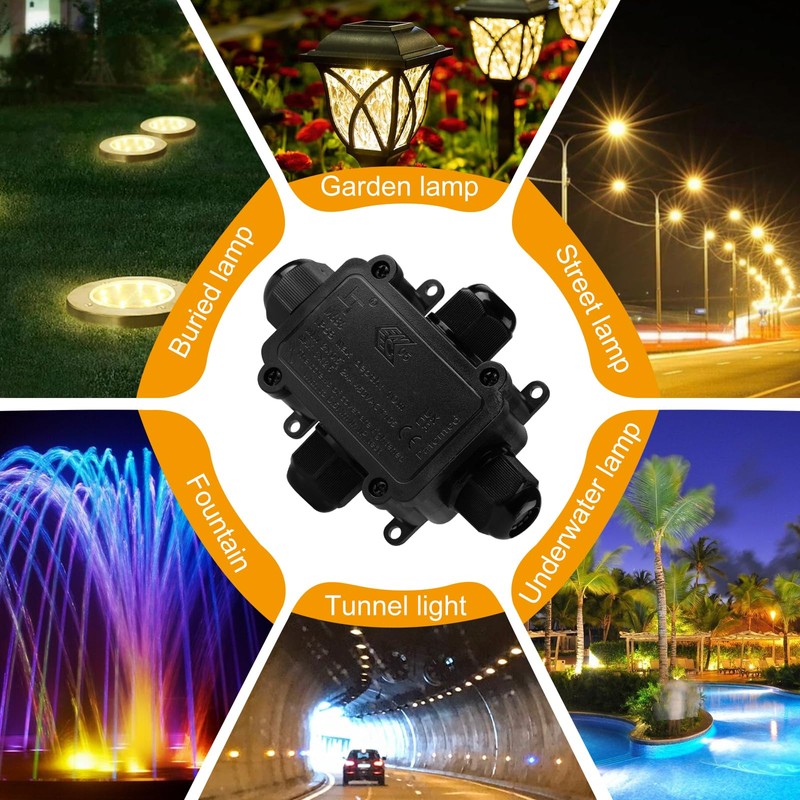 Tynoscco IP68 Waterproof Junction Box Outdoor,4-Way Electrical Junction Box Outdoor