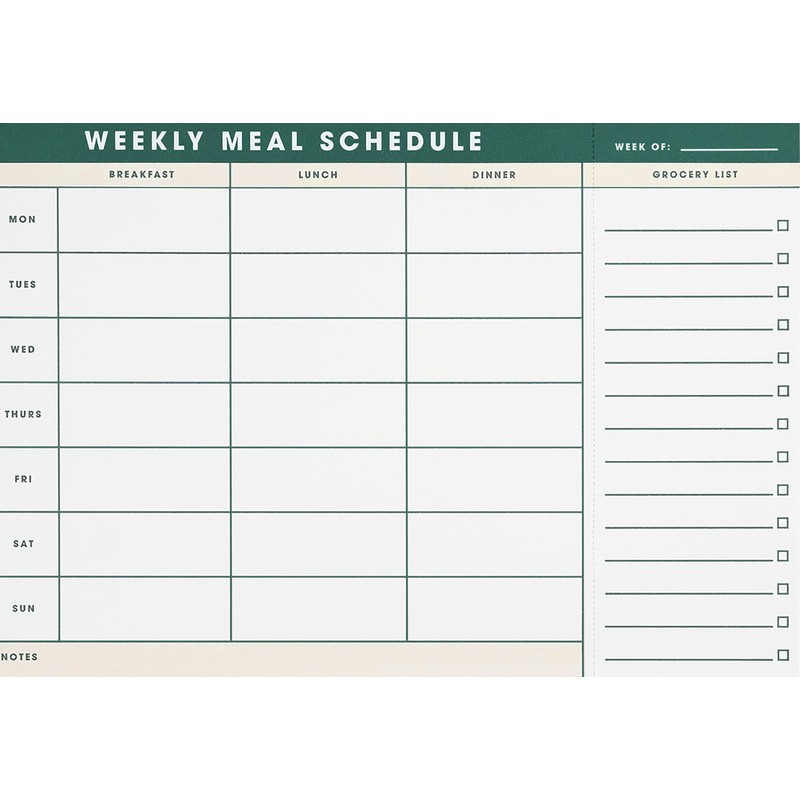 Weekly Magnetic Meal Planner & Tear Off Grocery List -