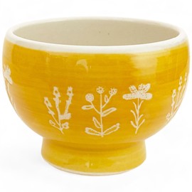 Takumikaze High Ground Matcha Rice Bowl, Pottery, Wild Flowers, Yellow, Matcha Bowl, Made in Japan, Hasami Ware