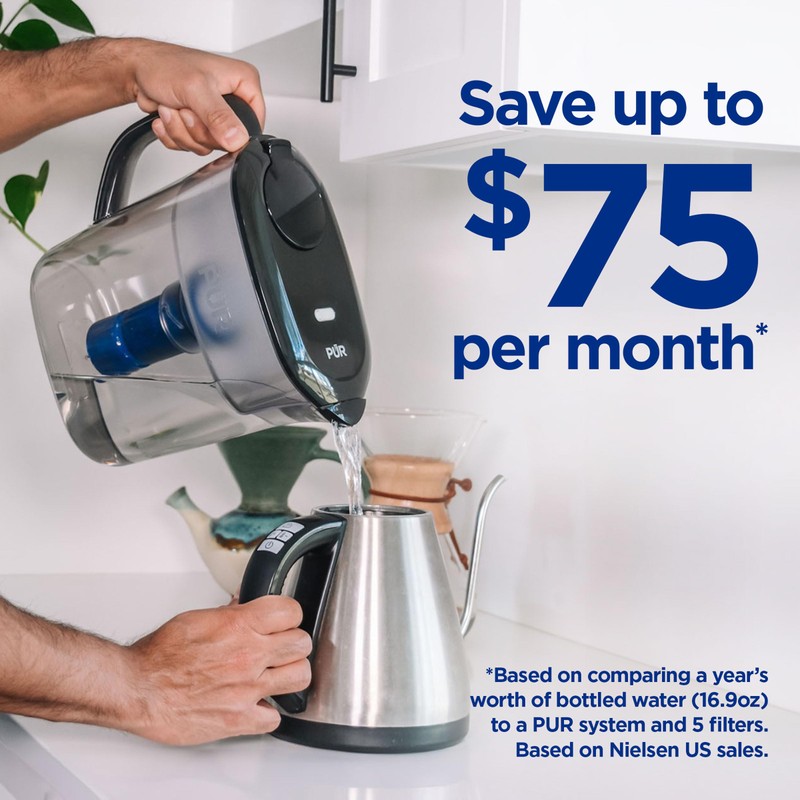 PUR Plus 11-Cup Water Pitcher, 1 Lead-Reducing Filter, Cleaner, Great-tasting