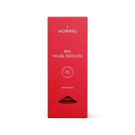 J. Hornig Organic Fruit Tea, Wild Fruit, Fruit Tea in Premium Pyramid Tea Bag, Berry Fruity Flavour, Certified Organic, 25 Biodegradable Tea Bags