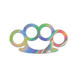 RDW Brass Knuckles Premium Sticker Decal Oil Slick Rainbow Holographic Metallic - Oil Slick - 8" W x 4.13" H