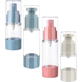 Kit de 4 Envases de Viaje para Cremas de 30ml y 15ml, Contenedores Cosméticos sin Aire de Material As, Fáciles de Llevar y Portátiles para Uso Diario y Viajes Color Aleatorio