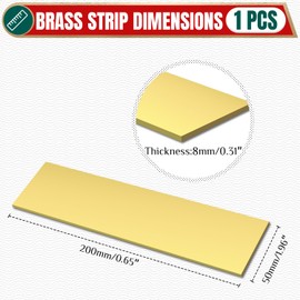 Uxney 5/16" x 2" x 8" Brass Bar Stock, 8x50x200mm Solid Brass Flat Bar for Knife Making, Scales, Spacers, DIY Crafts, Models and Repair