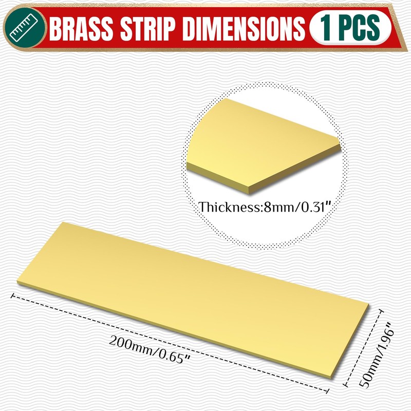 Uxney 5/16" x 2" x 8" Brass Bar Stock, 8x50x200mm