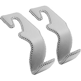 Car Seat Hooks, Cars BackSeat Headrest Hangers Genuine Leather Stylish Vehicle Organizer Holders for Purse Clothes Hat Grocery, 2 Pack, Gray