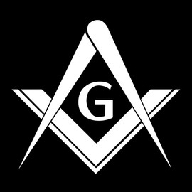 Simple Square & Compass with G Masonic Vinyl Decal - [White][6 Inch]