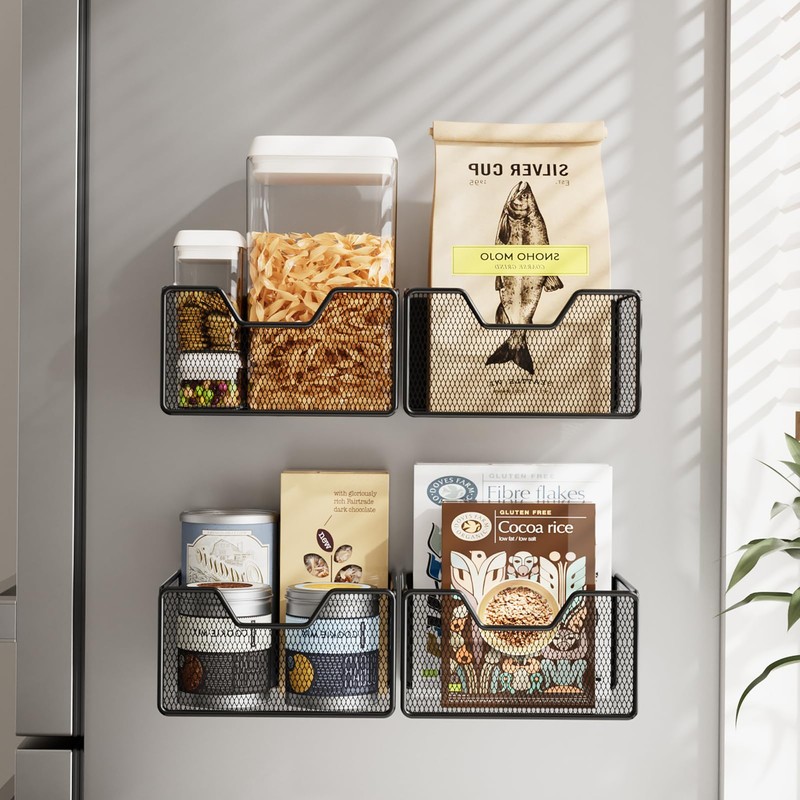 Restorgan Magnetic Basket Organizer Holder, 2 Pack Magnetic Shelf for