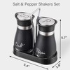 Lonffery Salt and Pepper Shakers Set, Stainless Steel with Glass