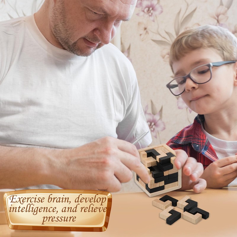 Yilloog Wooden Puzzle Games Brain Teasers Toy Magic Ball Cube