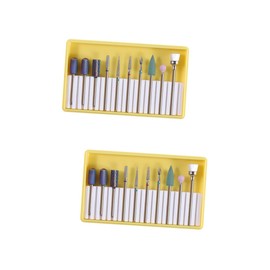 Healvian 2sets Professional Ceramic Nail Drill Bits for Manicure and Nail Art of Electric Grinding Heads for Beginners Experts Yellow