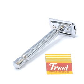 OdontoMed2011® Double Edge Safety Razor Shaver Cut Throat Shaving Chrome Plated with 5 Pcs Double Edge Razor Blades BTS-321